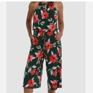 Maggy London Dark Green and Pink Floral Jumper